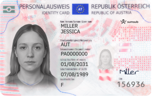 ID card for Austria (front side)