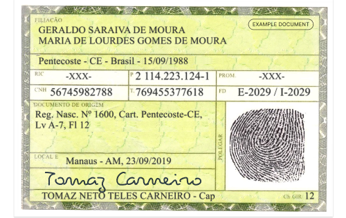 ID card for Brazil (back side)