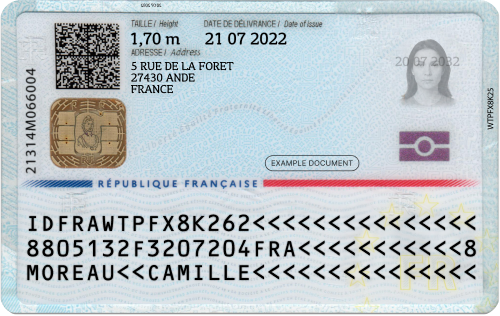 ID card for France (back side)