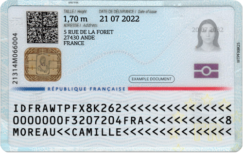 ID card for France (back side)