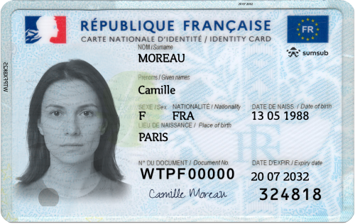 ID card for France (front side)