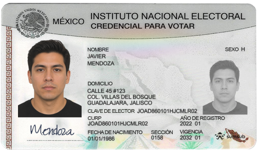 ID card for Mexico (front side)