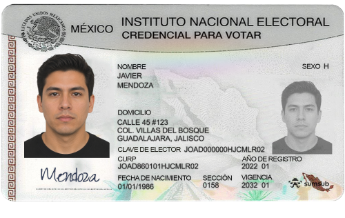 ID card for Mexico (front side)