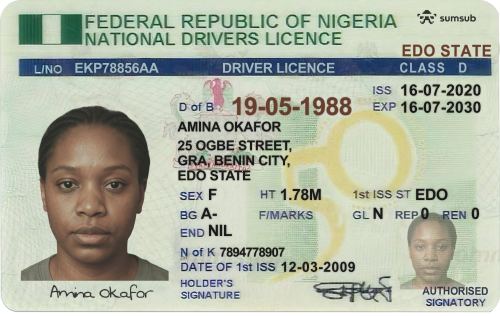 ID card for Nigeria (front side)