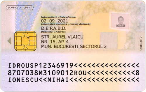 ID card for Romania (back side)