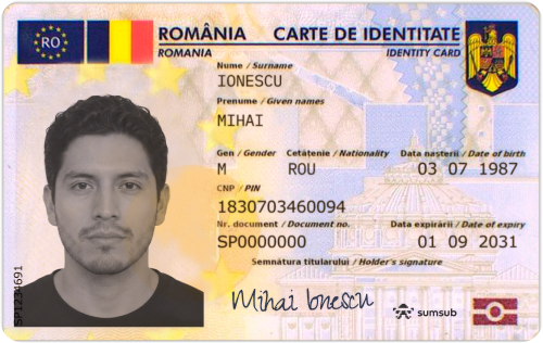ID card for Romania (front side)